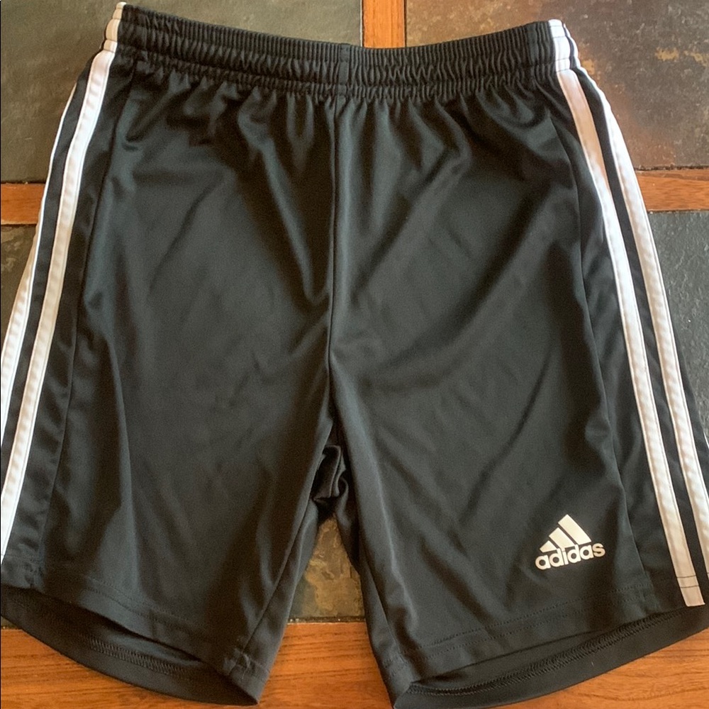 Adidas Black Athletic Shorts with Triple Stripe Design